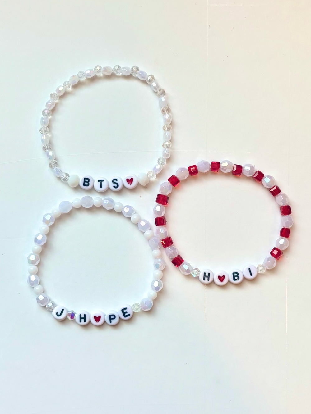 (3pcs) BTS JHOPE HOBI BIAS RED WHITE BRACELET BUNDLE